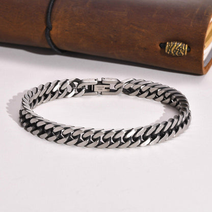 retro simple style chains print stainless steel men&