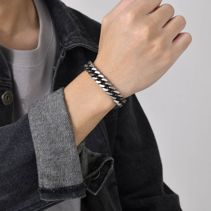 retro simple style chains print stainless steel men&