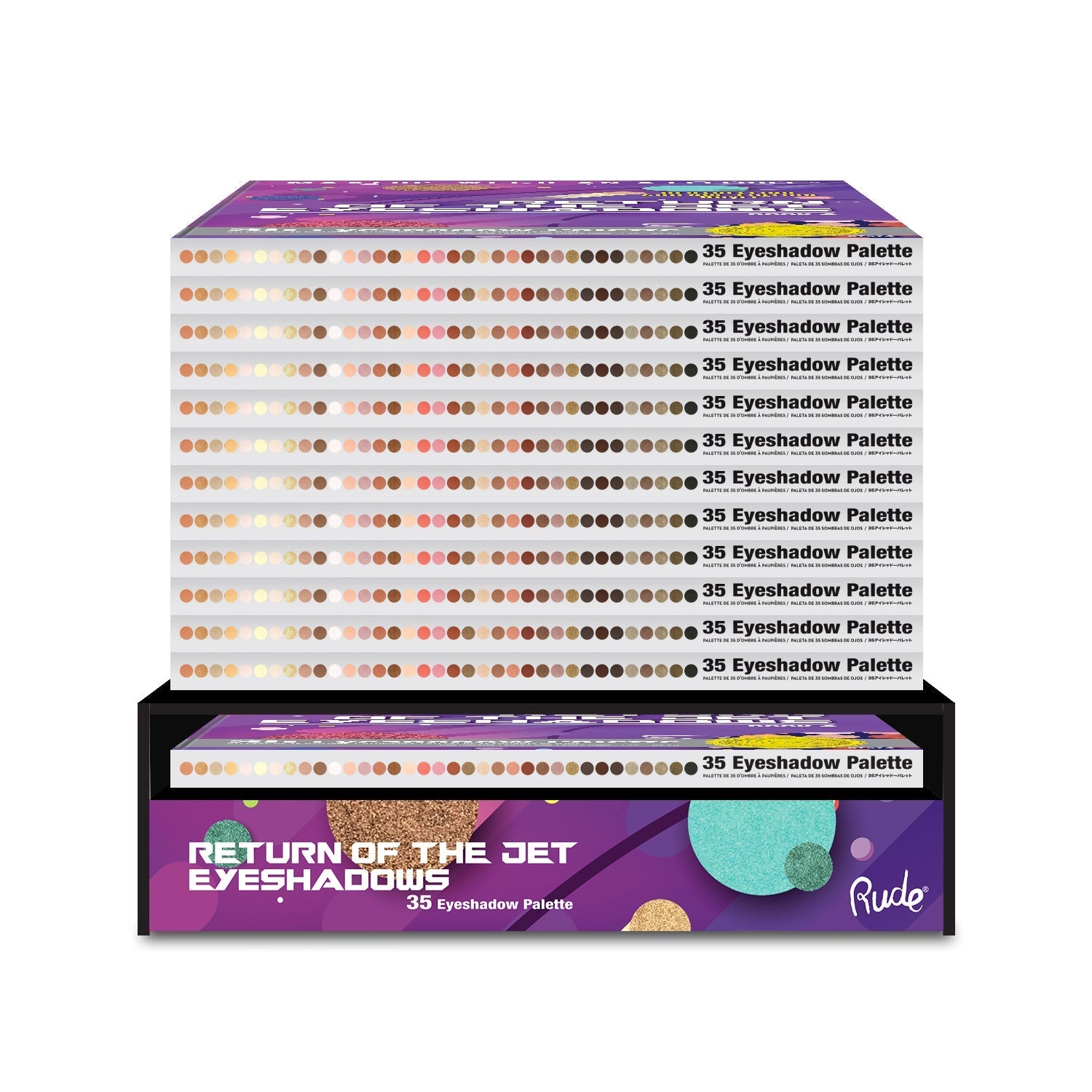 Return of The Jet Eyeshadow Palette Display Set, 12pcs Wholesale Set by Rude Cosmetics | Fleurcouture