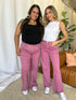 RFM Full Size High Rise Garment Dye Wide Leg Jeans French Rose 00 Women&