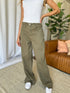 RFM Full Size High Rise Garment Dye Wide Leg Jeans Sage 00 Women&