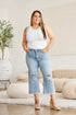 RFM Full Size Tummy Control High Waist Raw Hem Distressed Jeans Light Potassium w/ destruct 23 Women&