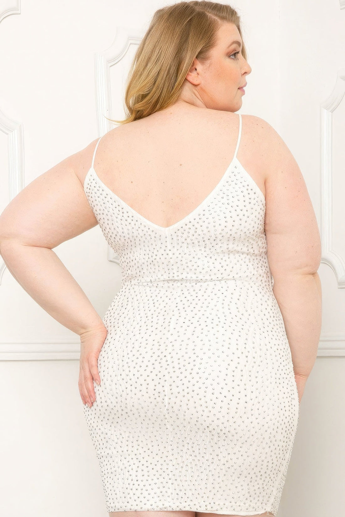 Rhinestone Body Plus Size Mini Dress by Fleurcouture | Fleurcouture