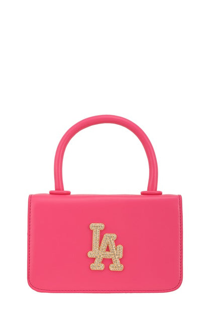 Rhinestone LA Charm Cross Body Bag FUCHSIA OS by ICCO ACCESSORIES | Fleurcouture