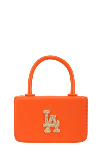 Rhinestone LA Charm Cross Body Bag ORANGE OS by ICCO ACCESSORIES | Fleurcouture