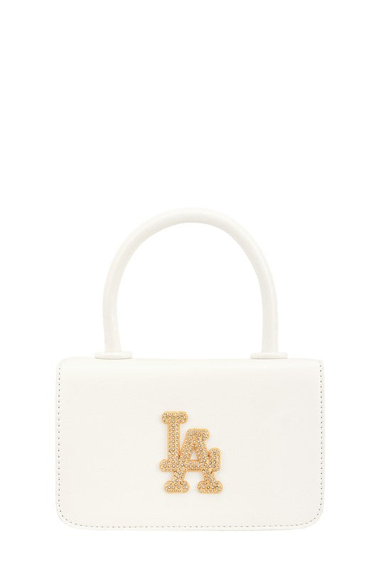 Rhinestone LA Charm Cross Body Bag WHITE OS by ICCO ACCESSORIES | Fleurcouture
