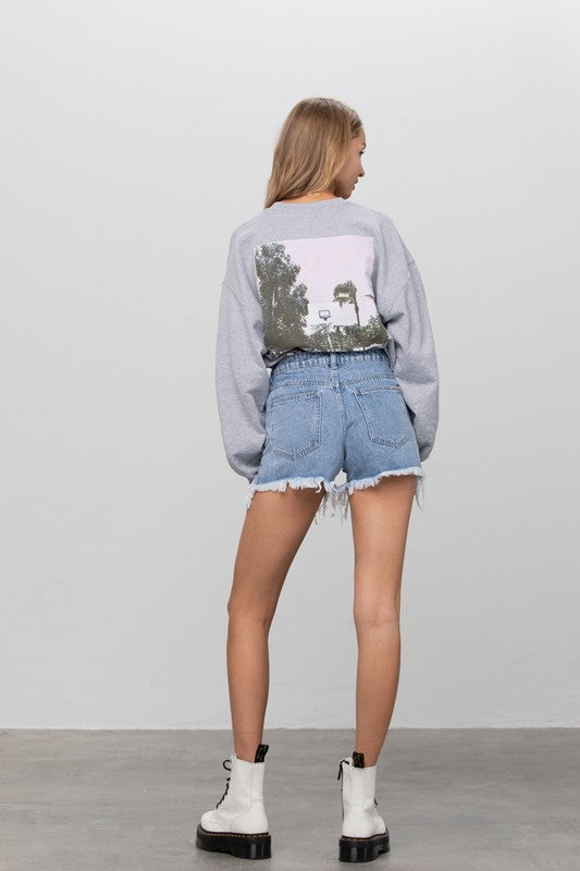 RHINESTONE PREMIUM DENIM SHORTS LIGHT BLUE WASH by Insane Gene | Fleurcouture