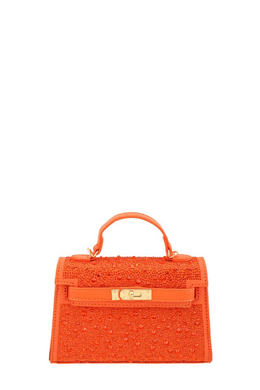 Rhinestone Square Cross Bag ORANGE OS by ICCO ACCESSORIES | Fleurcouture