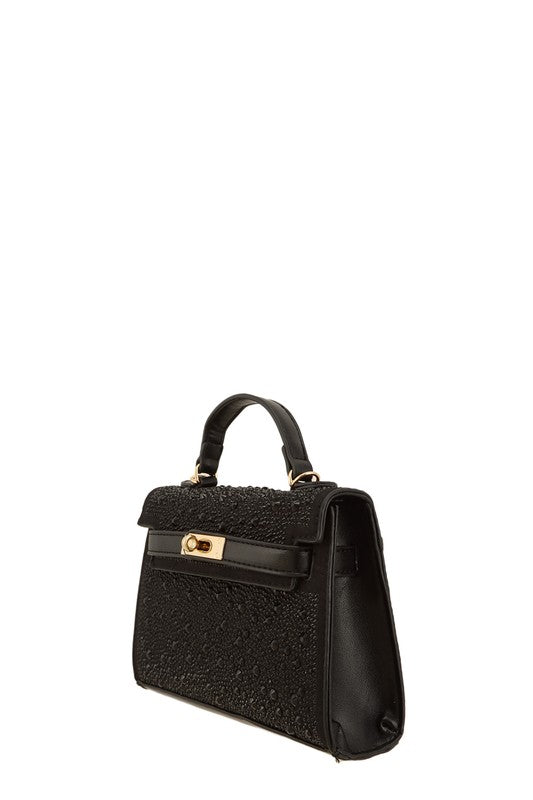 Rhinestone Square Cross Bag OS by ICCO ACCESSORIES | Fleurcouture