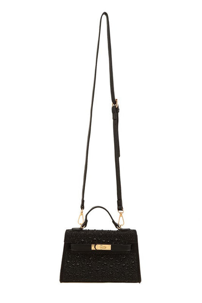 Rhinestone Square Cross Bag OS by ICCO ACCESSORIES | Fleurcouture