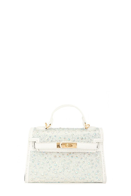 Rhinestone Square Cross Bag WHITE OS by ICCO ACCESSORIES | Fleurcouture