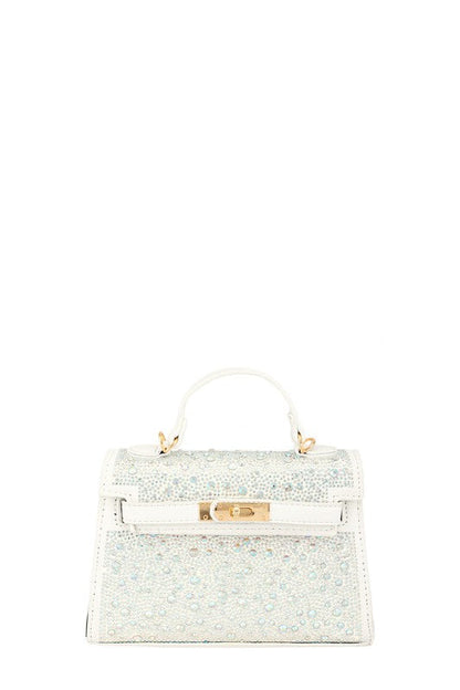 Rhinestone Square Cross Bag WHITE OS by ICCO ACCESSORIES | Fleurcouture
