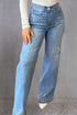 Rhinestone Straight Jeans with Pockets Medium 6 Women&