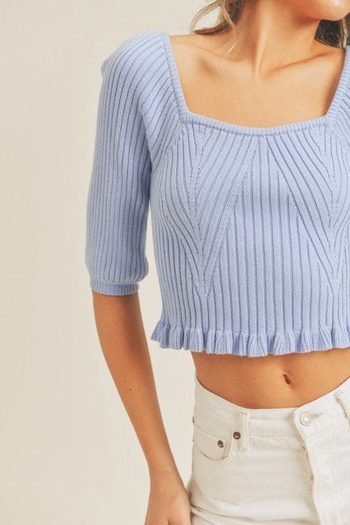 Rib Knit Top EVER BLUE by Lush Clothing | Fleurcouture