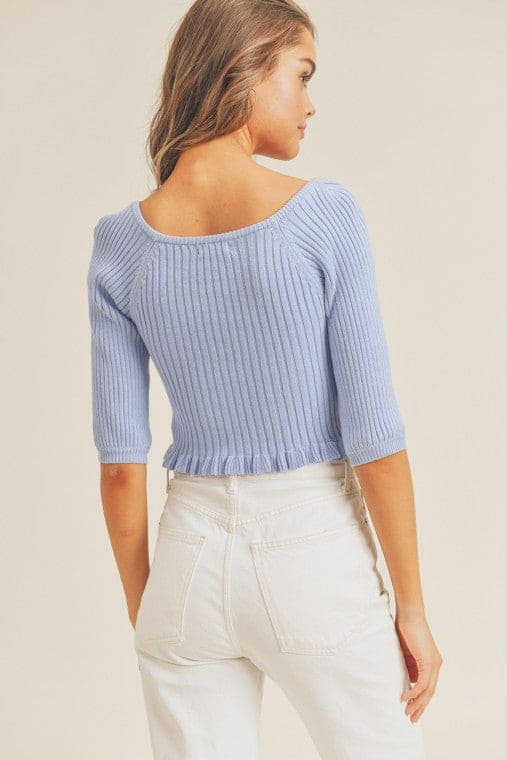 Rib Knit Top EVER BLUE by Lush Clothing | Fleurcouture