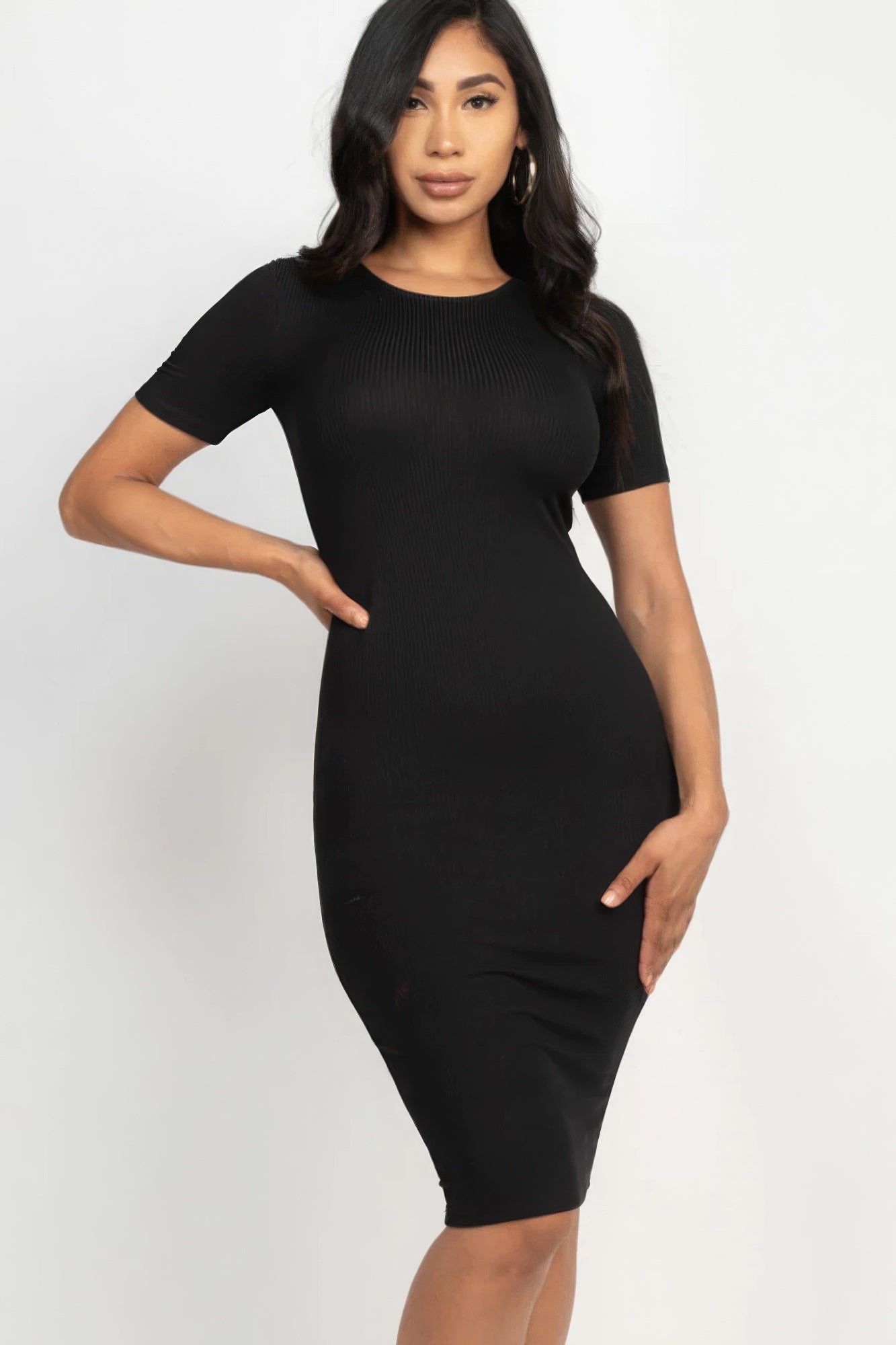 Ribbed Bodycon Midi Dress by Fleurcouture | Fleurcouture