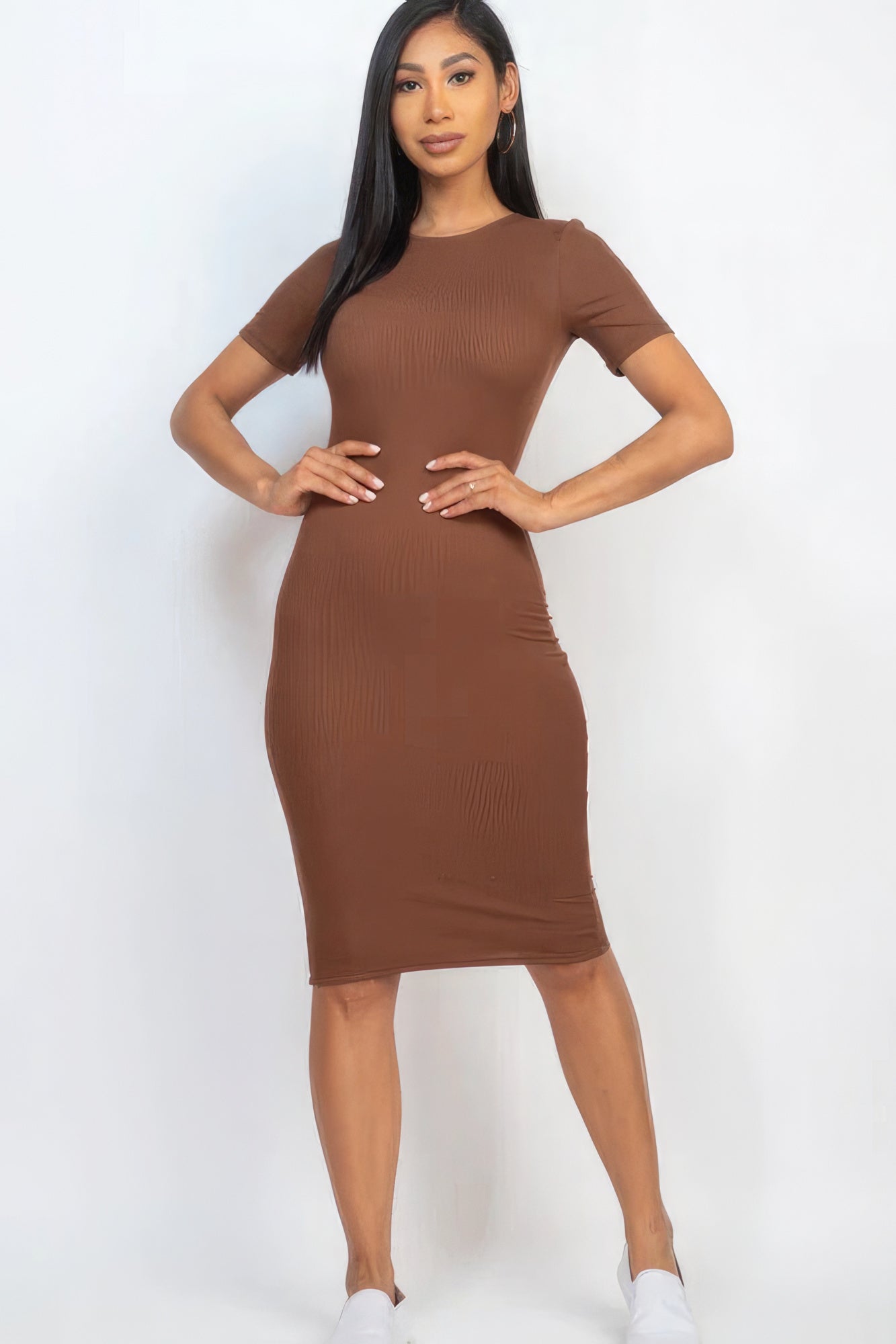 Ribbed Bodycon Midi Dress by Fleurcouture | Fleurcouture