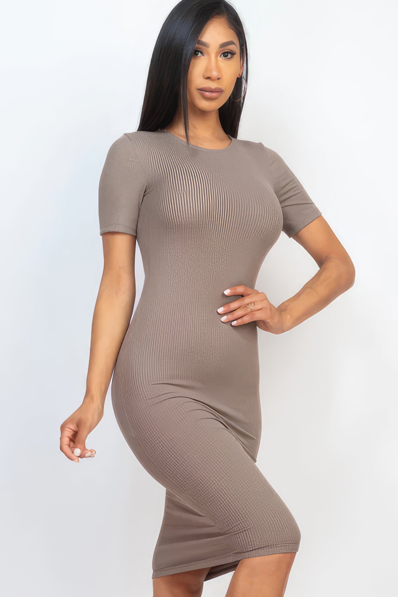Ribbed Bodycon Midi Dress by Fleurcouture | Fleurcouture