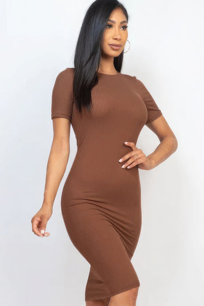 Ribbed Bodycon Midi Dress by Fleurcouture | Fleurcouture