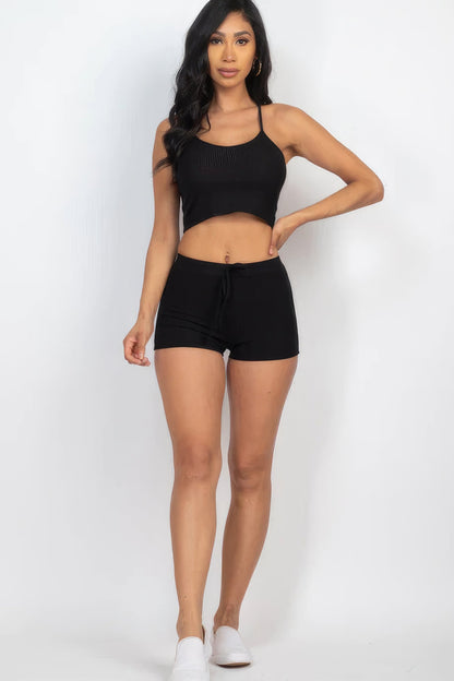 Ribbed Crop Cami Top &amp; Shorts Set by Fleurcouture | Fleurcouture