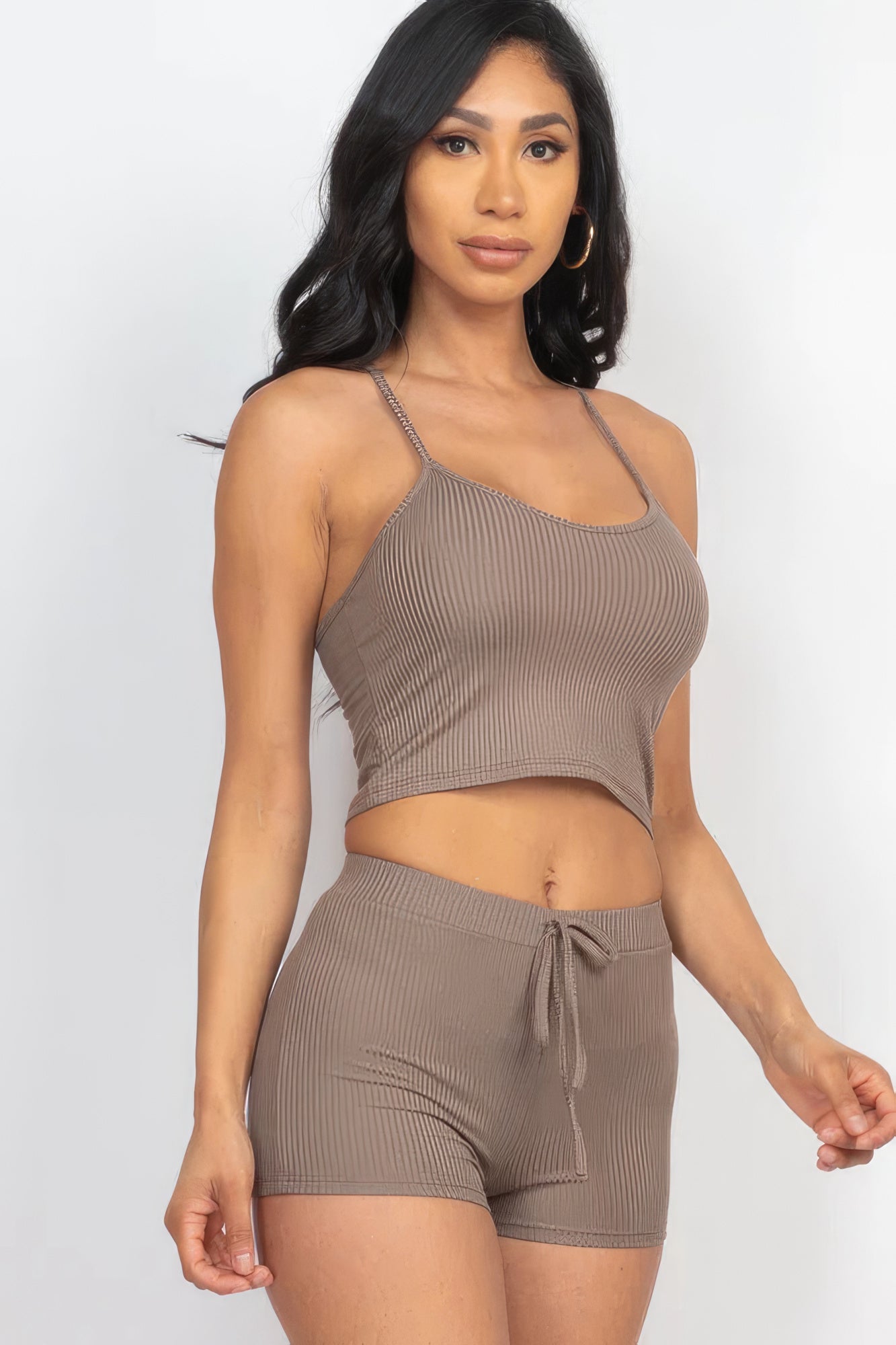 Ribbed Crop Cami Top &amp; Shorts Set by Fleurcouture | Fleurcouture