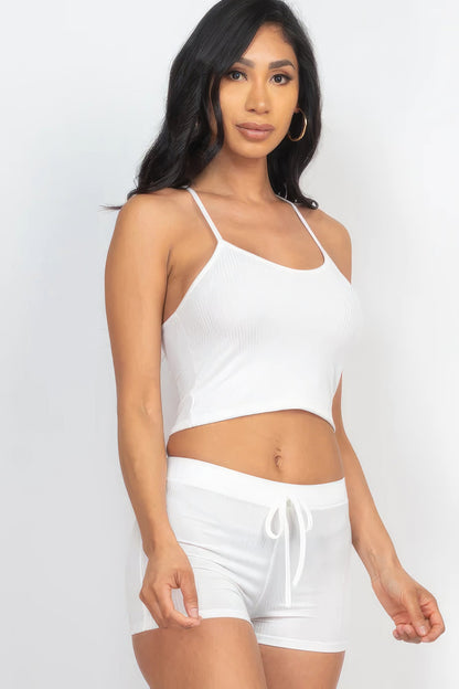 Ribbed Crop Cami Top &amp; Shorts Set by Fleurcouture | Fleurcouture