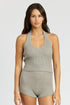 RIBBED HALTER NECK TOP H GREY S by Emory Park | Fleurcouture