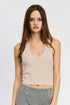 RIBBED HALTER NECK TOP TAUPE S by Emory Park | Fleurcouture