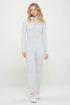 Ribbed Knit Jumpsuit Long Sleeve Zip-up Grey S by OTOS Active | Fleurcouture