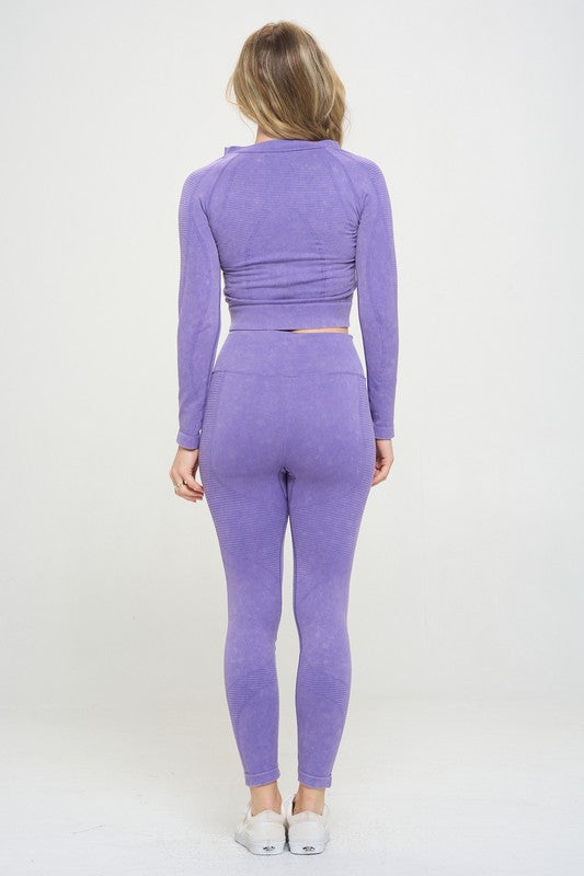 Ribbed Knit Tracksuit Two-Piece Set by OTOS Active | Fleurcouture