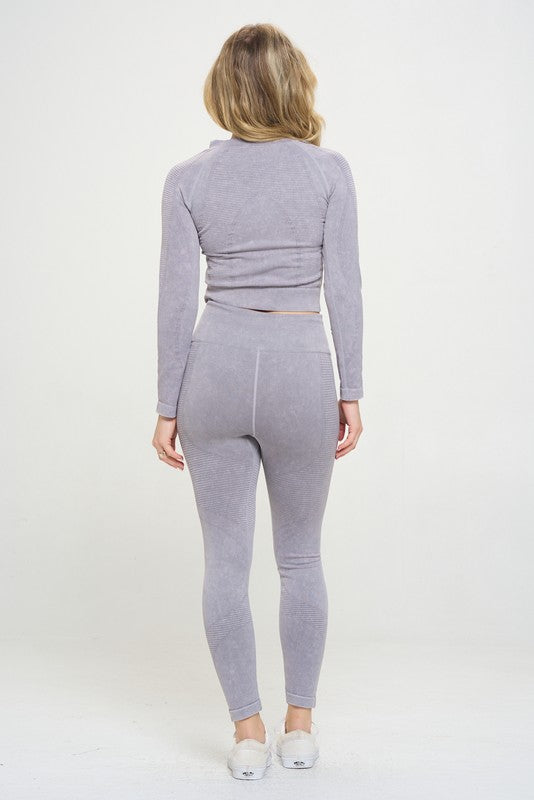 Ribbed Knit Tracksuit Two-Piece Set by OTOS Active | Fleurcouture