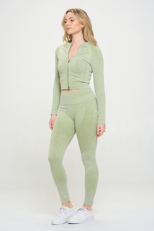 Ribbed Knit Tracksuit Two-Piece Set by OTOS Active | Fleurcouture