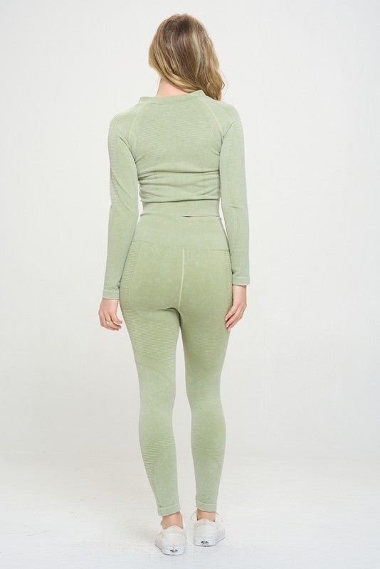 Ribbed Knit Tracksuit Two-Piece Set by OTOS Active | Fleurcouture