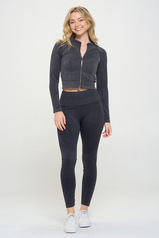 Ribbed Knit Tracksuit Two-Piece Set by OTOS Active | Fleurcouture