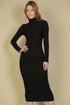 Ribbed Mock Neck Long Sleeve Bodycon Midi Dress by Fleurcouture | Fleurcouture