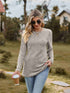 Ribbed Round Neck Long Sleeve Tee Dust Storm S Tees by Trendsi | Fleurcouture