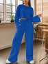 Ribbed Round Neck Top and Drawstring Pants Set Royal Blue XS by Trendsi | Fleurcouture