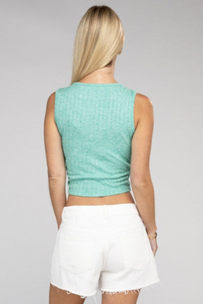 Ribbed Scoop Neck Cropped Sleeveless Top Women&