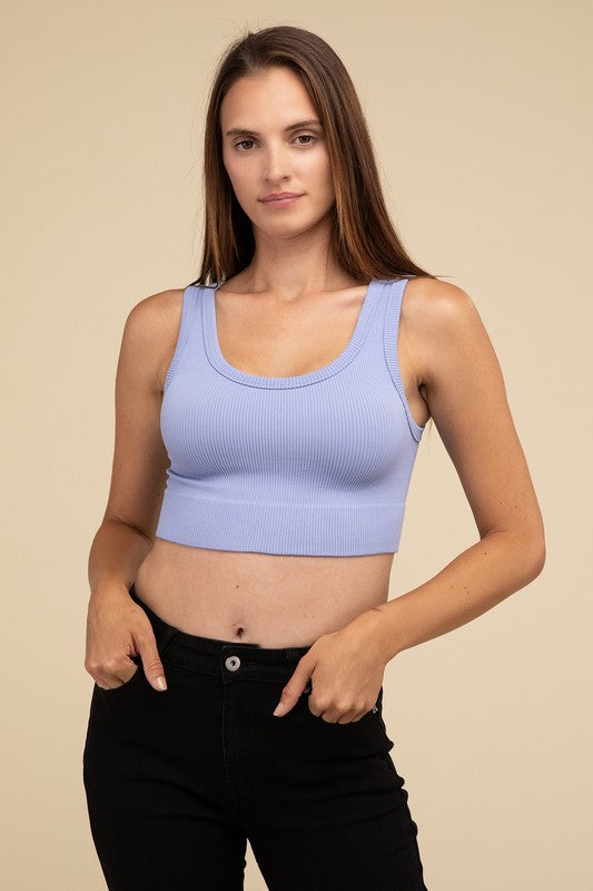 Ribbed Seamless Crop Top PASTEL INDIGO S/M by HYFVE | Fleurcouture