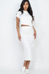 Ribbed Solid Top & Midi Skirt Set White S by Capella | Fleurcouture