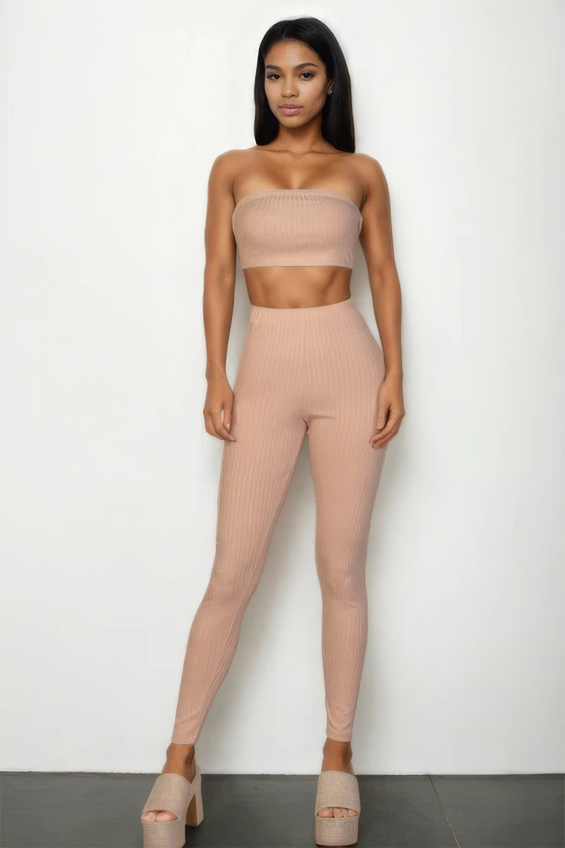 Ribbed Tube Top &amp; Leggings Set by Fleurcouture | Fleurcouture