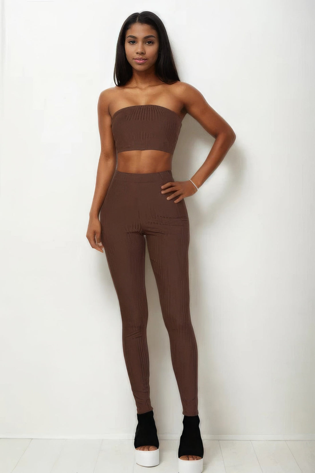 Ribbed Tube Top &amp; Leggings Set by Fleurcouture | Fleurcouture