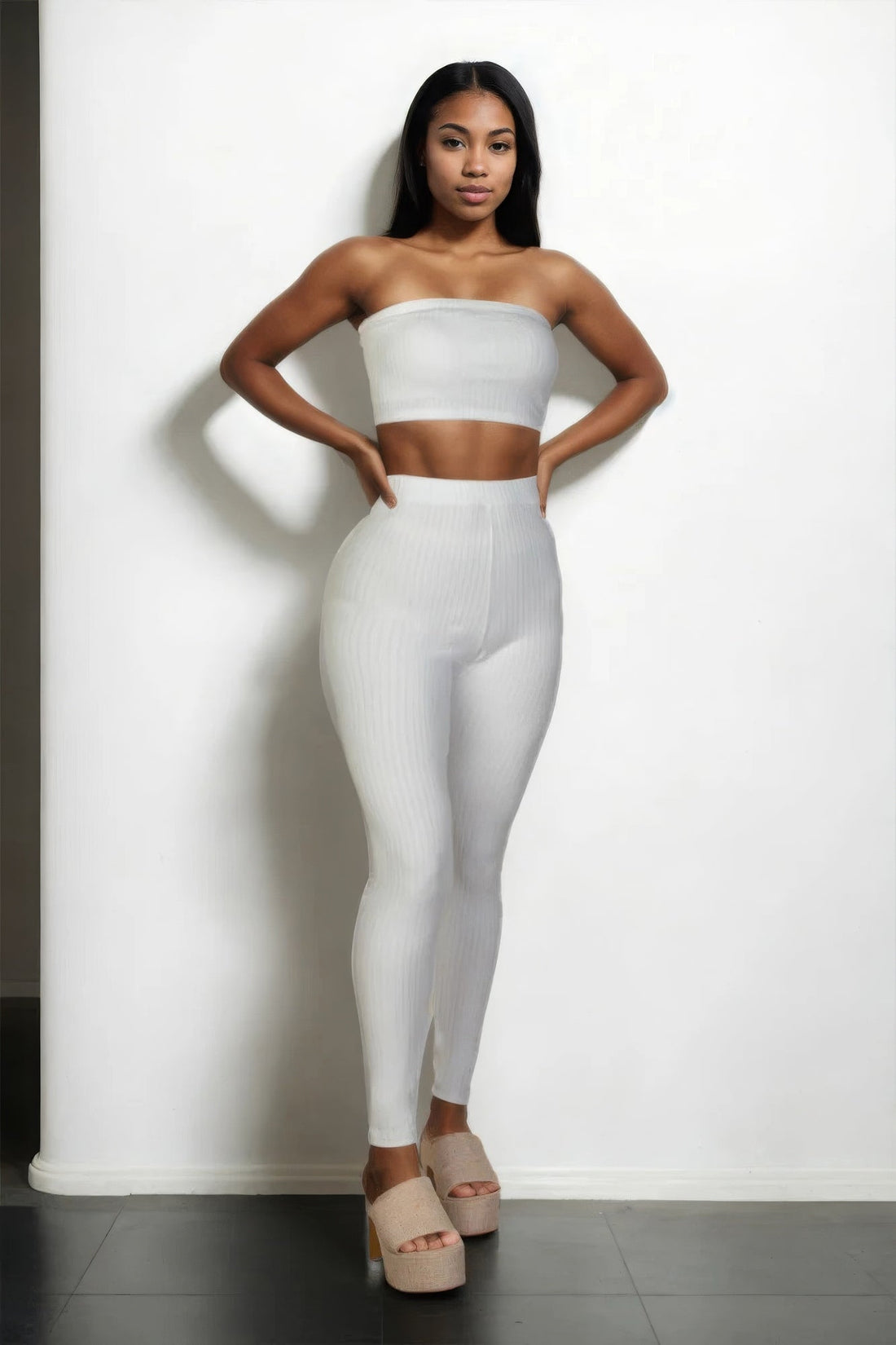 Ribbed Tube Top &amp; Leggings Set by Fleurcouture | Fleurcouture