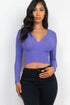 Ribbed Wrap Front Long Sleeve Top by Fleurcouture | Fleurcouture