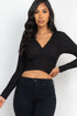 Ribbed Wrap Front Long Sleeve Top Tops by Fleurcouture | Fleurcouture