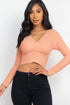Ribbed Wrap Front Long Sleeve Top Tops by Fleurcouture | Fleurcouture
