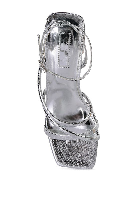 Right Pose Croc Mid Block Heel Casual Sandals by Rag Company | Fleurcouture