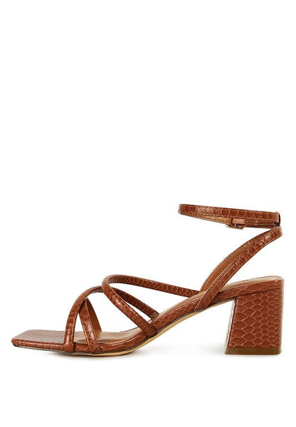 Right Pose Croc Mid Block Heel Casual Sandals by Rag Company | Fleurcouture