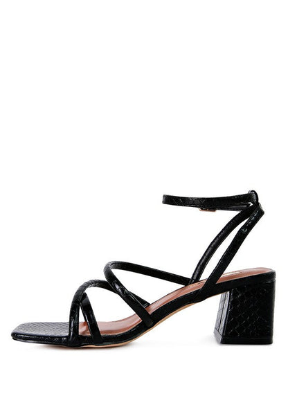 Right Pose Croc Mid Block Heel Casual Sandals by Rag Company | Fleurcouture