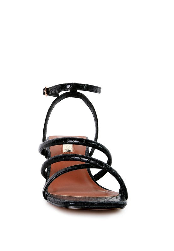 Right Pose Croc Mid Block Heel Casual Sandals by Rag Company | Fleurcouture